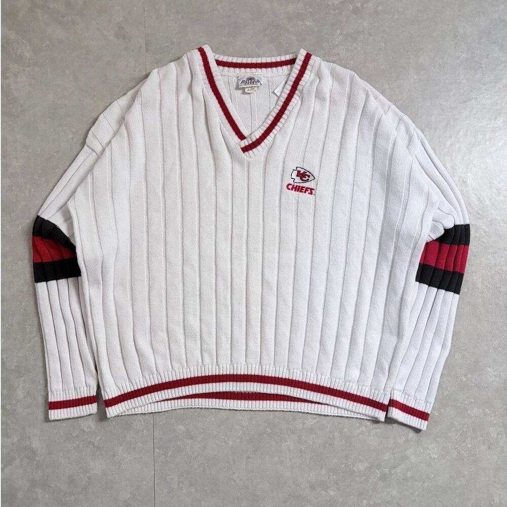90s Vintage Kansas City Chiefs White Knit Sweater -XL